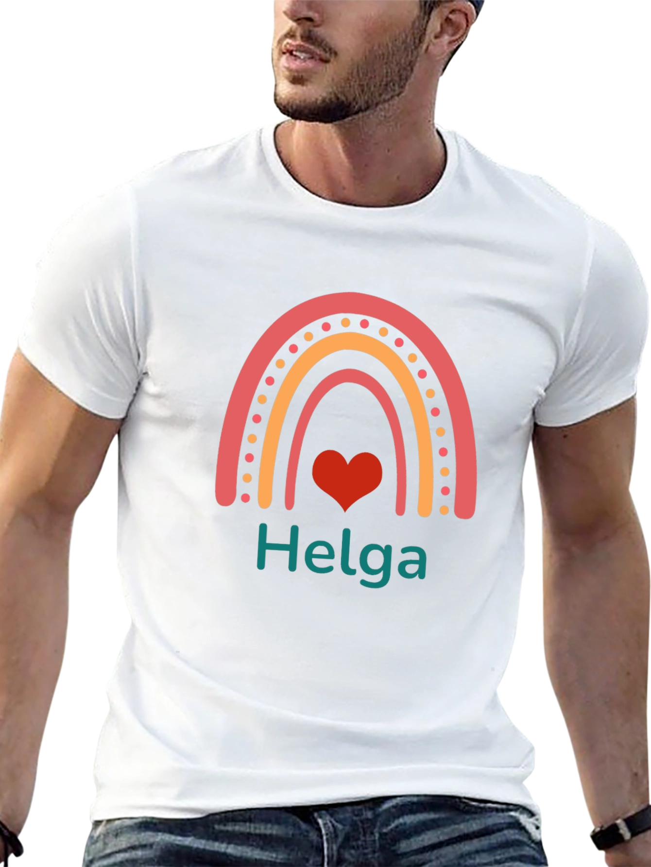 Helga Rainbow Heart Personalized T-Shirt