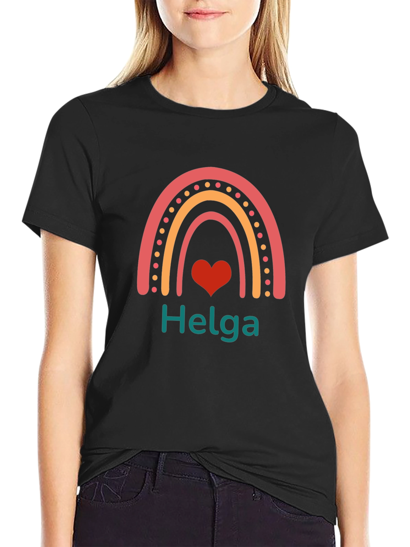 Helga Rainbow Heart Personalized T-Shirt