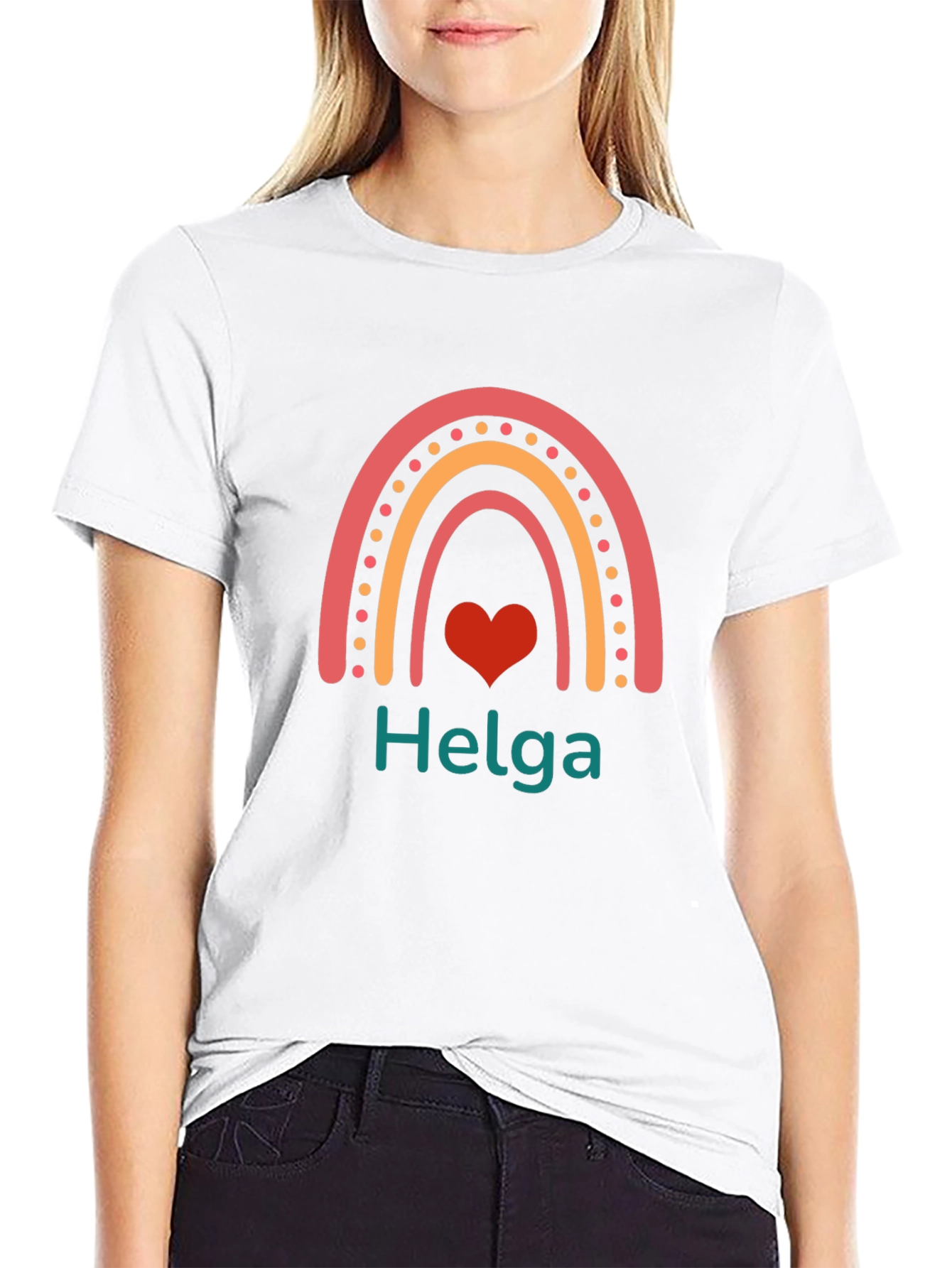 Helga Rainbow Heart Personalized T-Shirt
