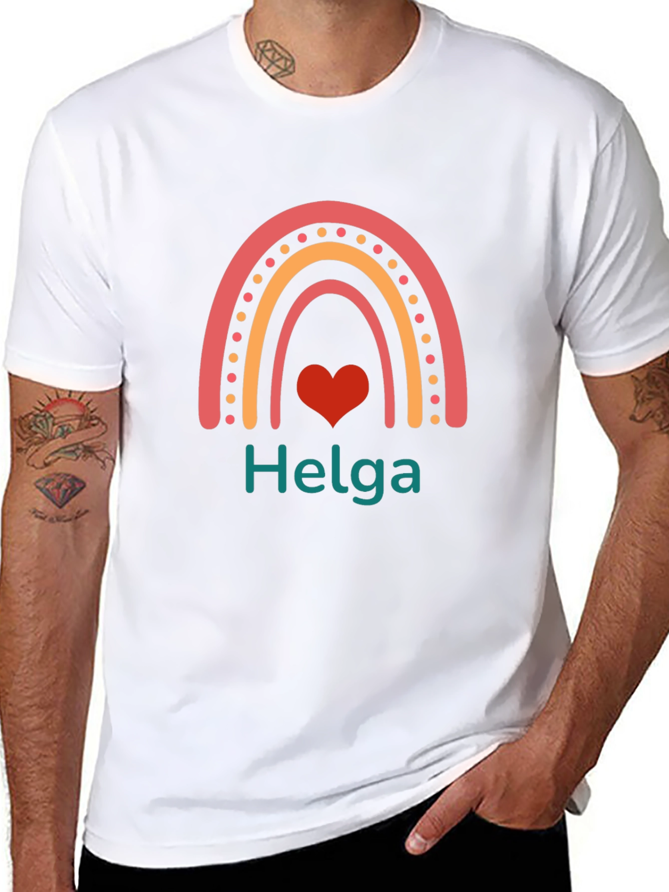 Helga Rainbow Heart Personalized T-Shirt