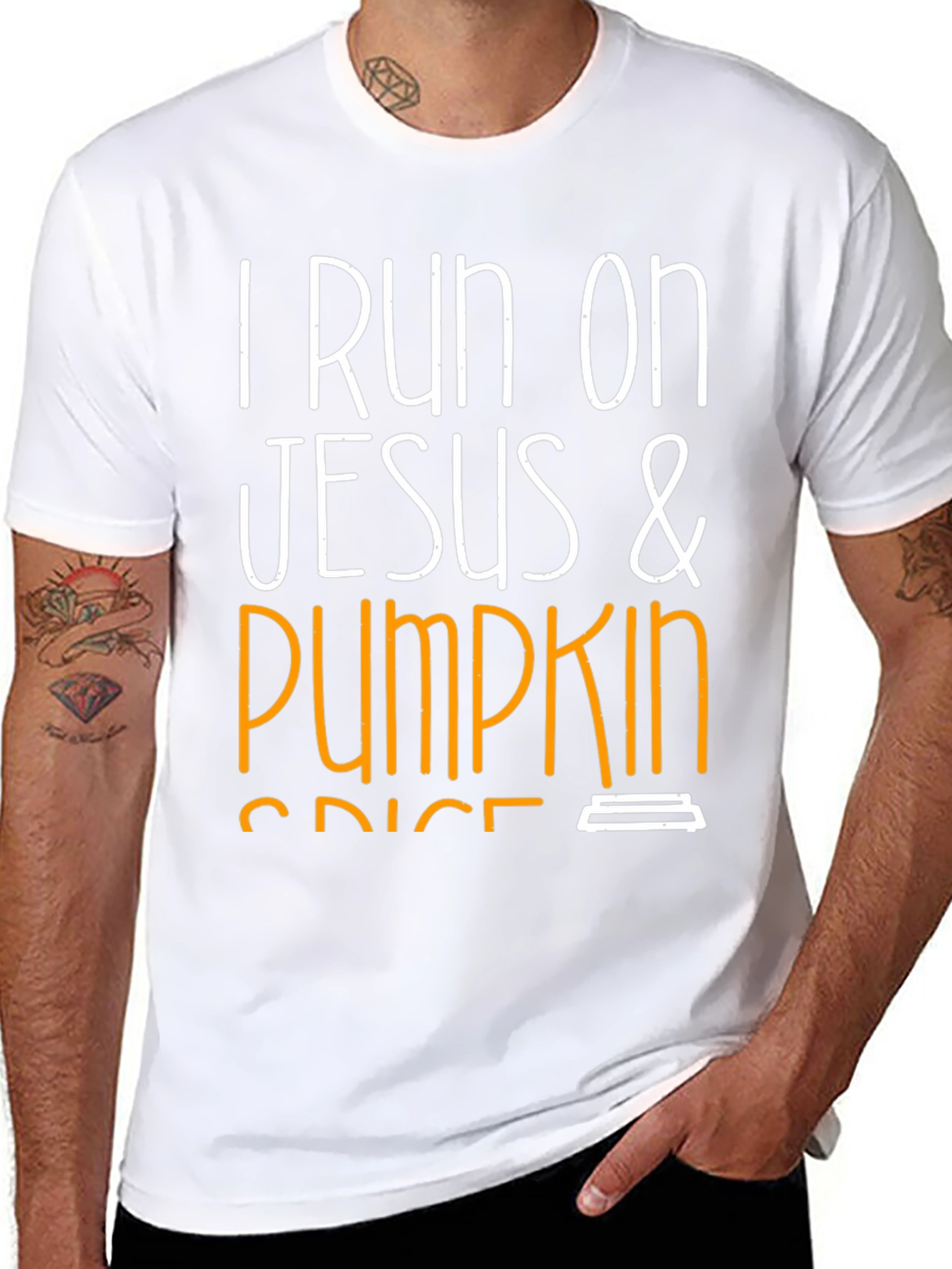 I Run On Jesus & Pumpkin Spice Black T-Shirt