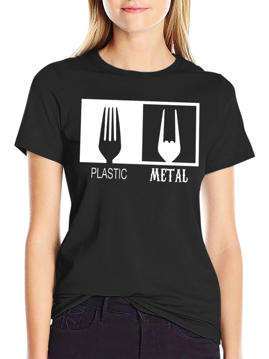 Plastic vs Metal Graphic Tee - Music Lovers T-Shirt