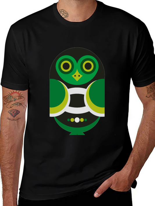 Geometric Owl Graphic Tee - Modern Style