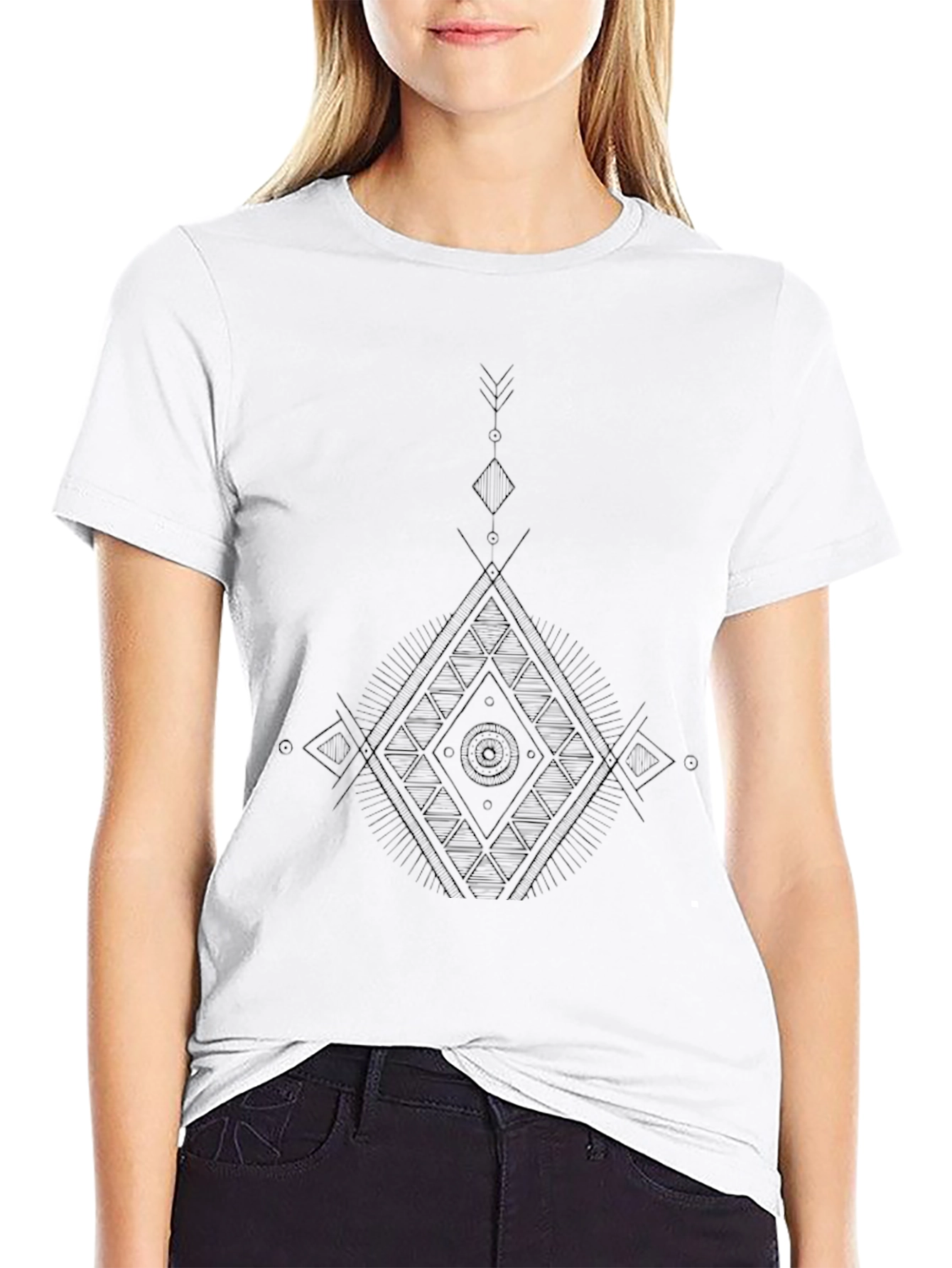 Mens Black Geometric Graphic Print T-Shirt
