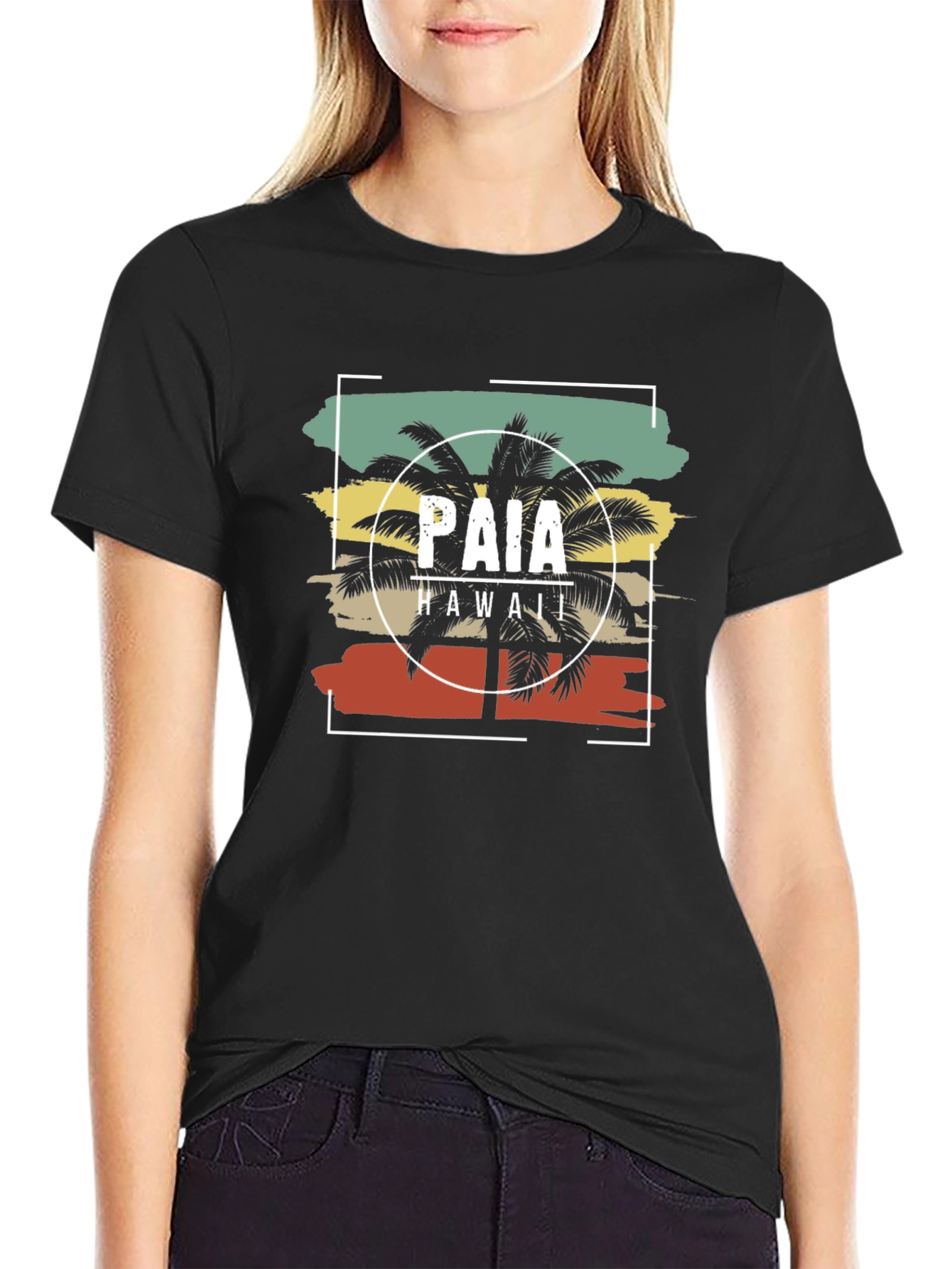 Paia Hawaii Retro Palm Tree Graphic T-Shirt