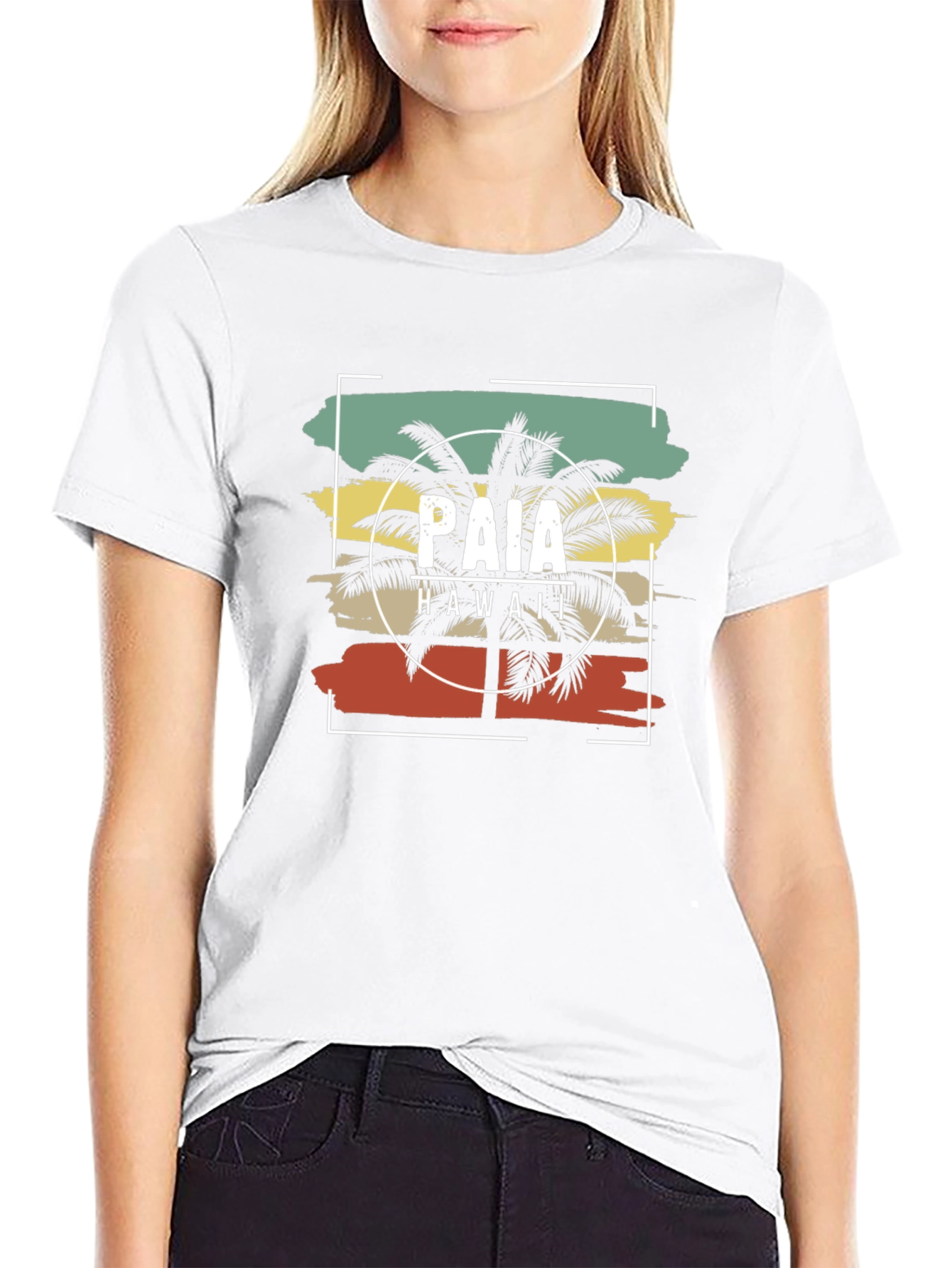 Paia Hawaii Retro Palm Tree Graphic T-Shirt