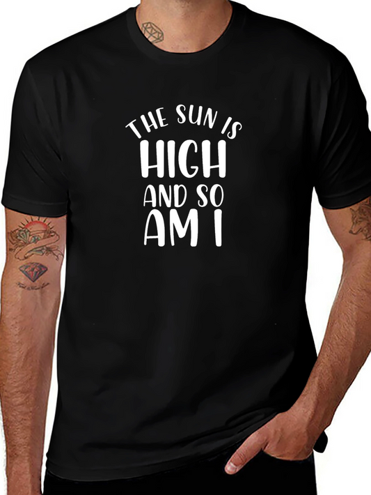 Humorous The Sun is High Graphic Tee - Black Cotton