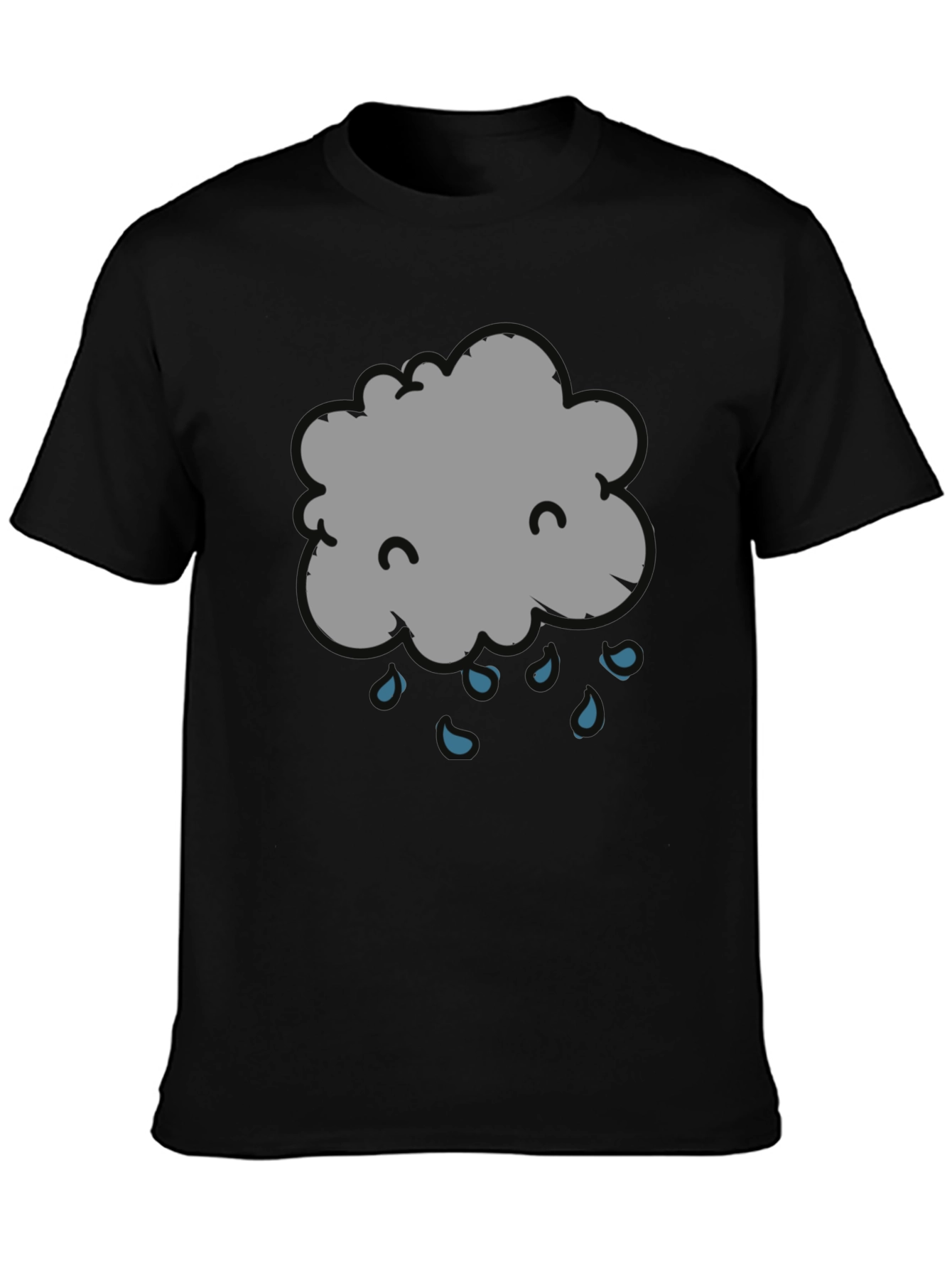 Rain Cloud Graphic Tee - Black Cotton T-Shirt