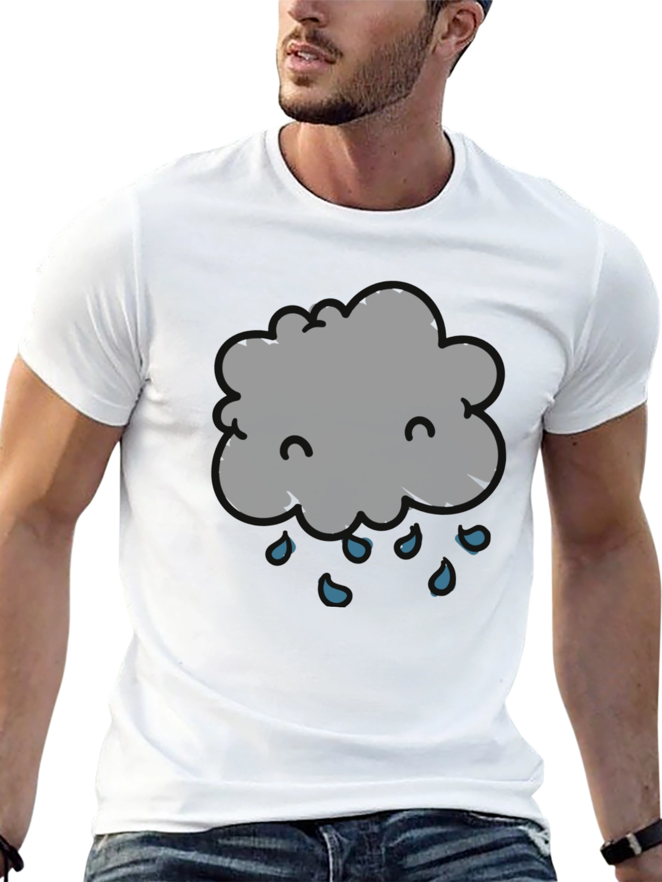 Rain Cloud Graphic Tee - Black Cotton T-Shirt
