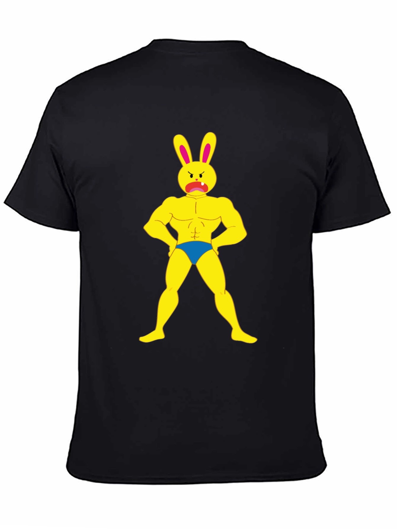 Funny Buff Bunny Graphic Black T-Shirt