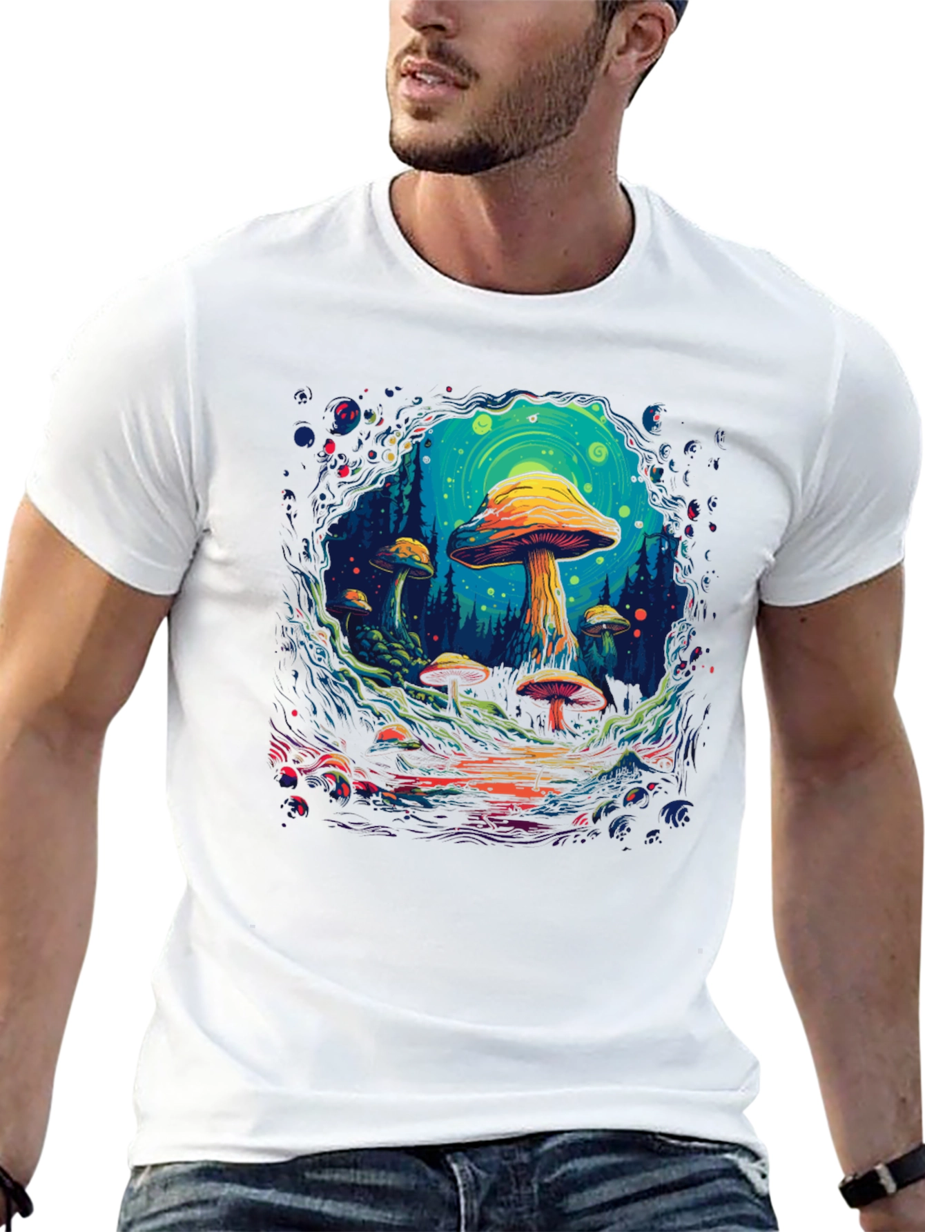 Psychedelic Mushroom Forest Graphic T-Shirt