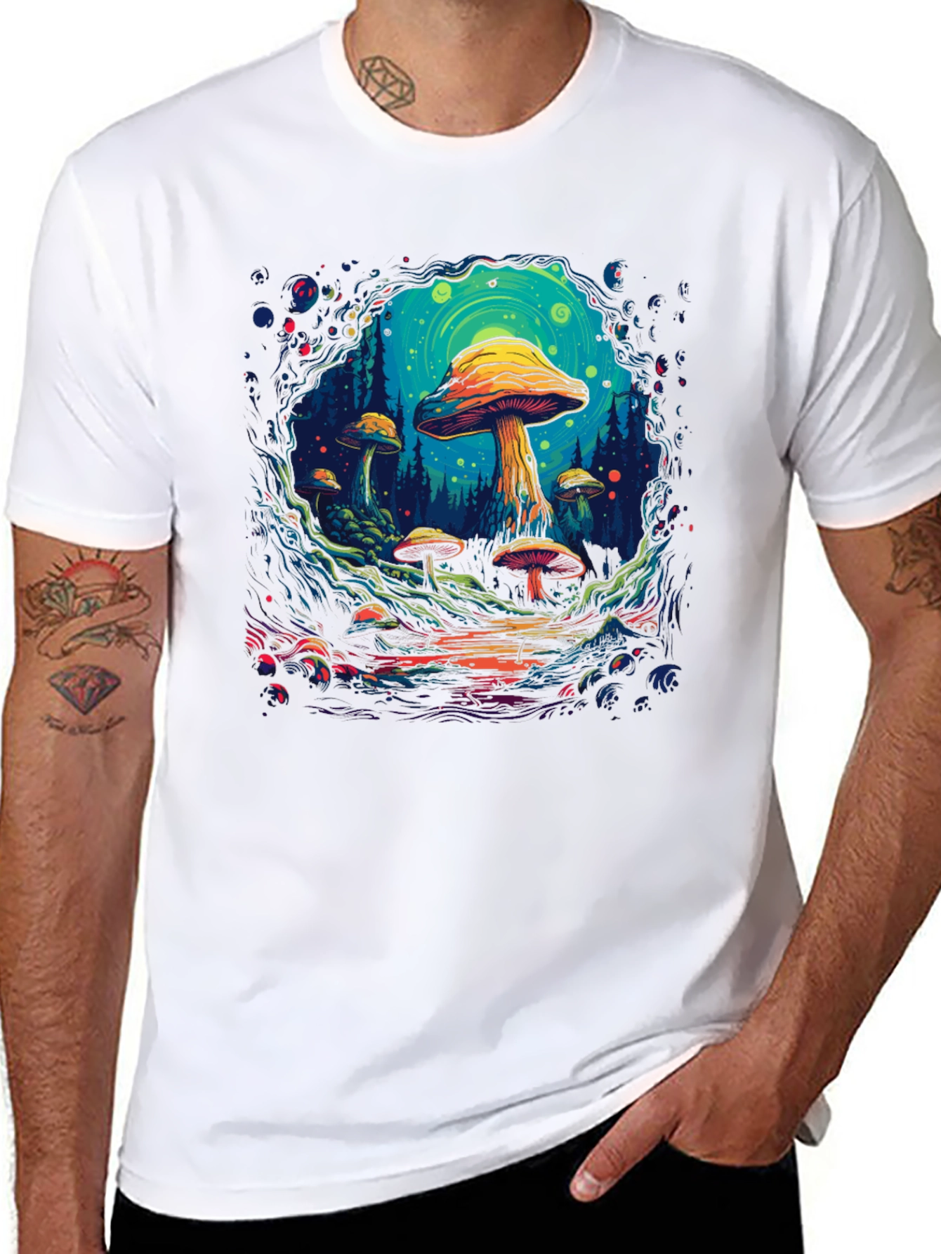 Psychedelic Mushroom Forest Graphic T-Shirt