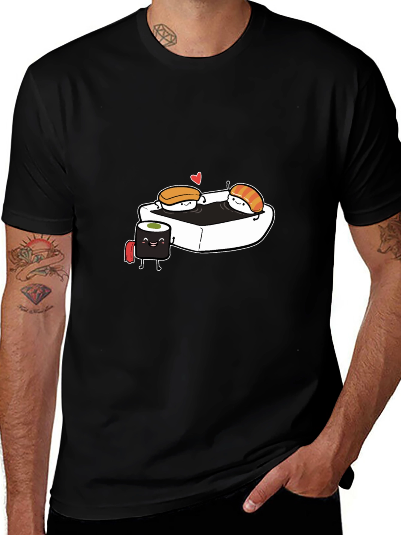 Sushi Love T-Shirt - Black Cotton Tee