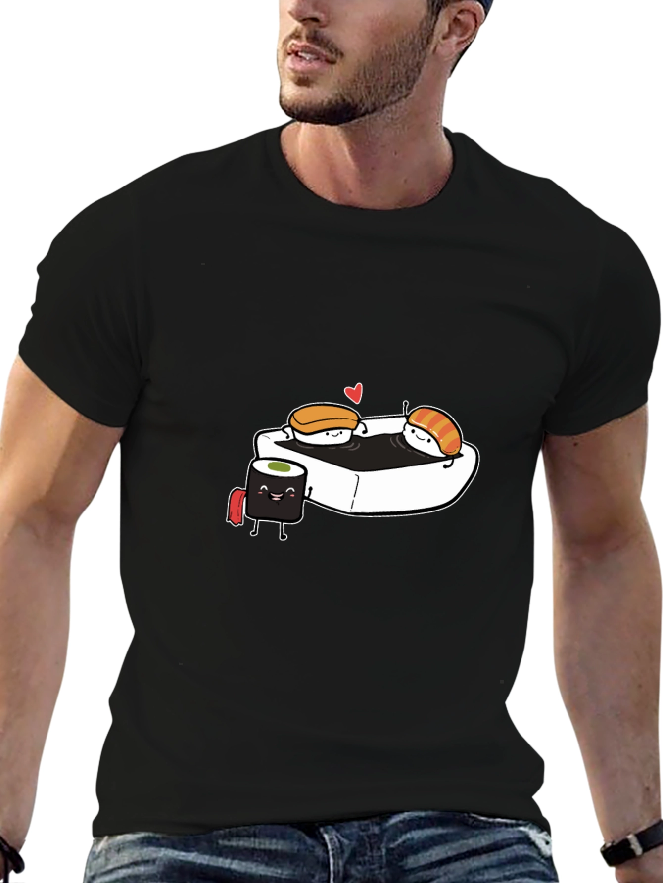Sushi Love T-Shirt - Black Cotton Tee