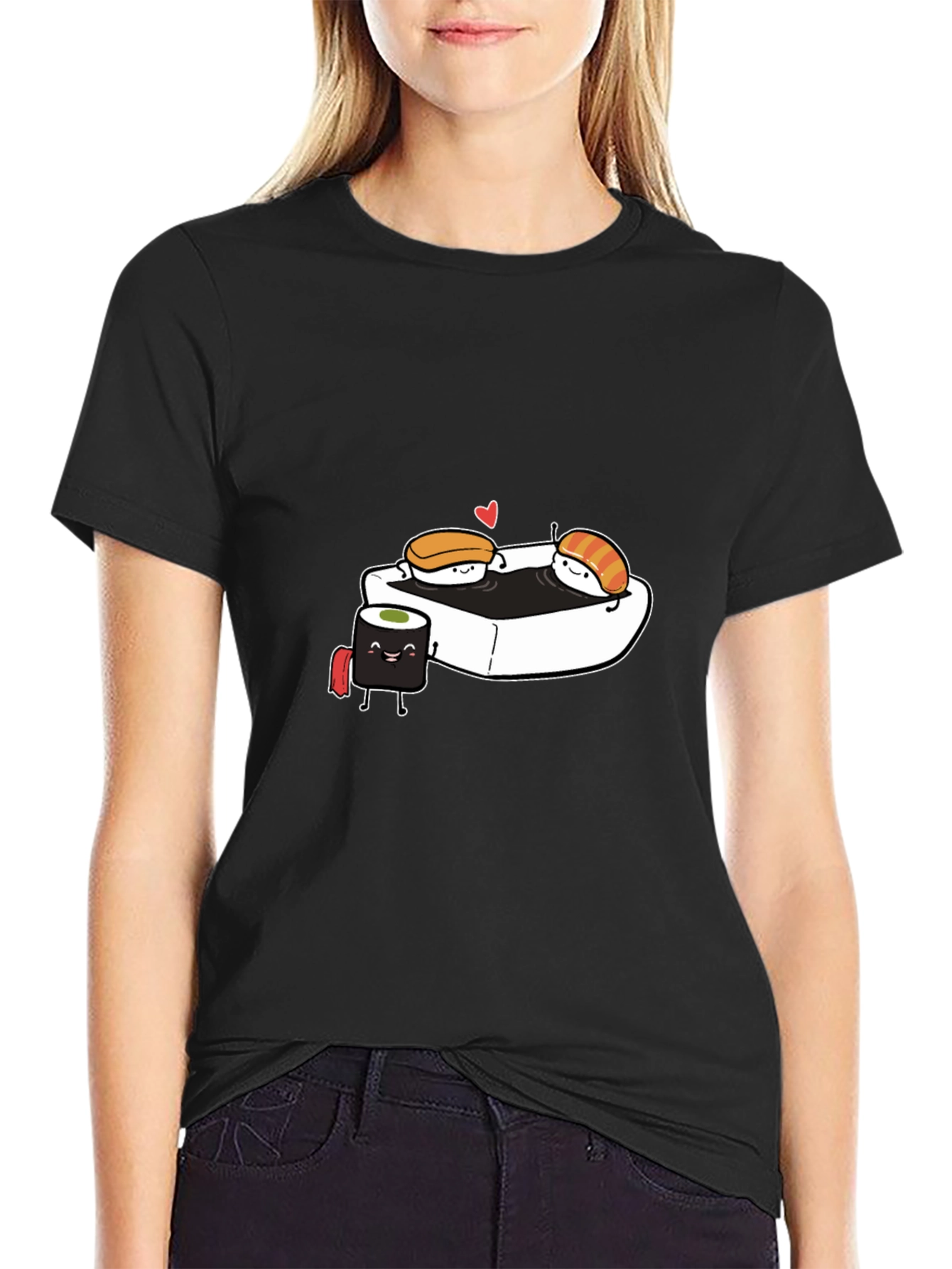 Sushi Love T-Shirt - Black Cotton Tee