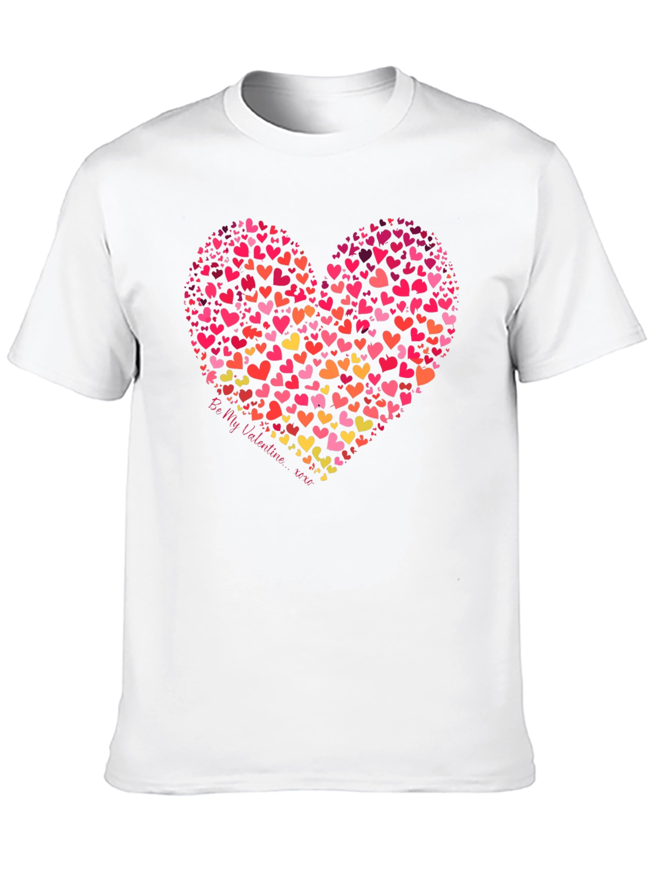 Heart Print Valentines Day Black T-Shirt