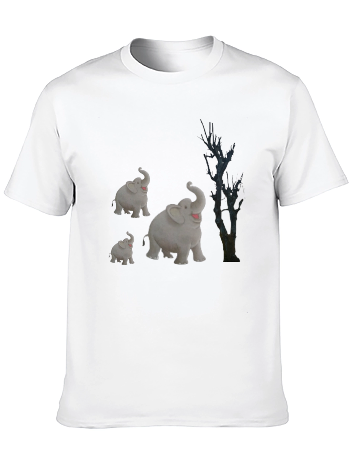 Elephant Family Graphic Tee - Black Cotton T-Shirt