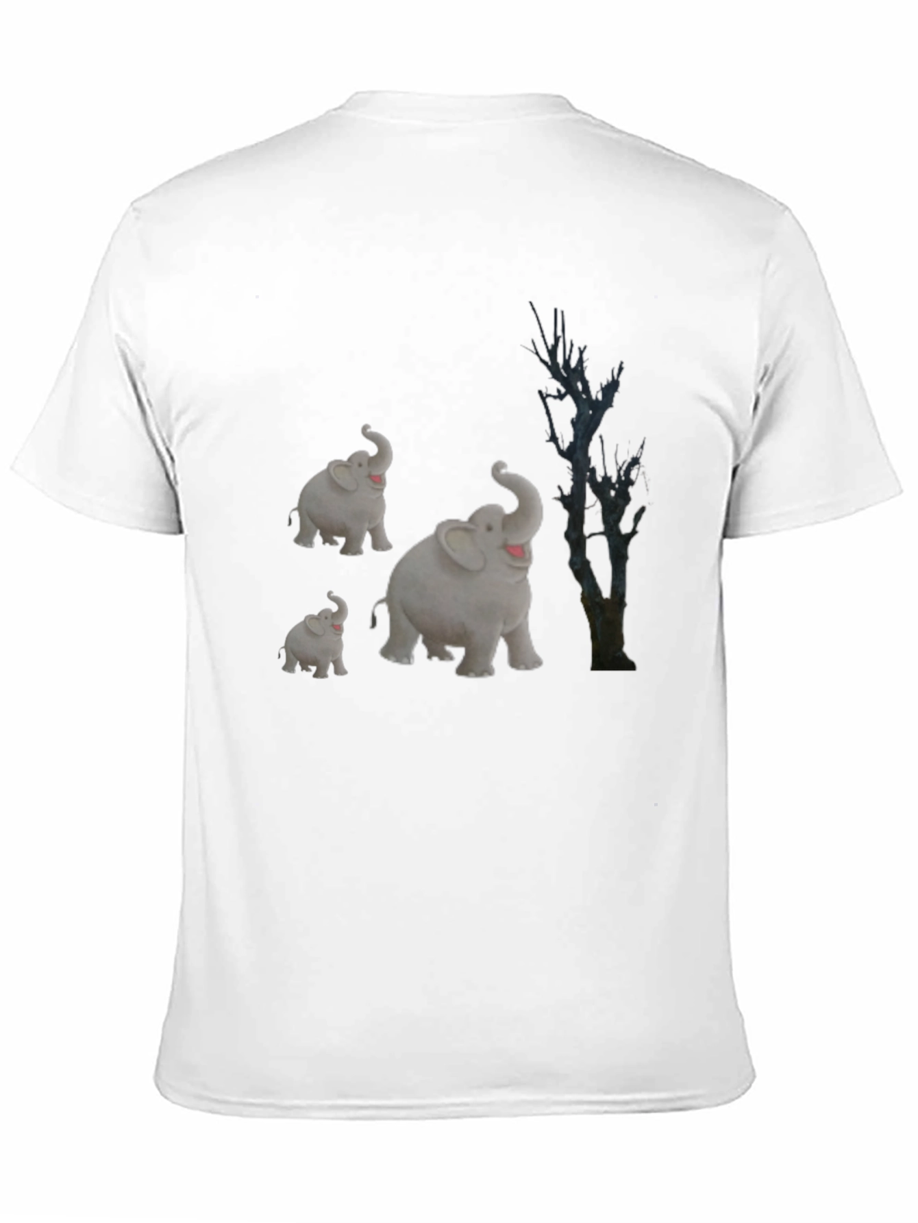 Elephant Family Graphic Tee - Black Cotton T-Shirt