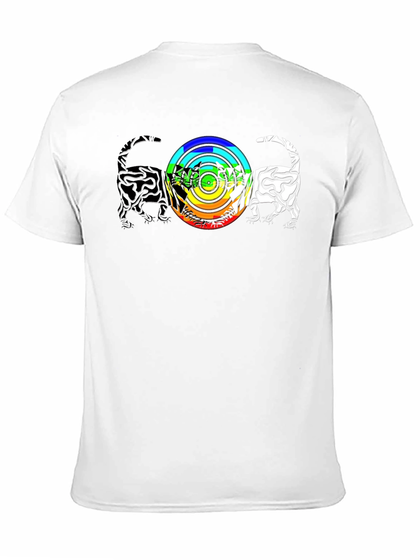 Rainbow Cats T-Shirt - Graphic Print Black Tee