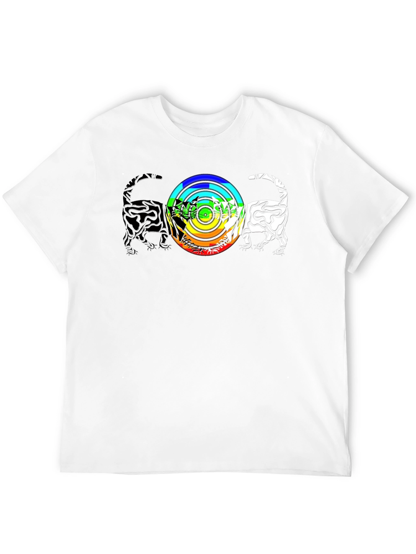Rainbow Cats T-Shirt - Graphic Print Black Tee