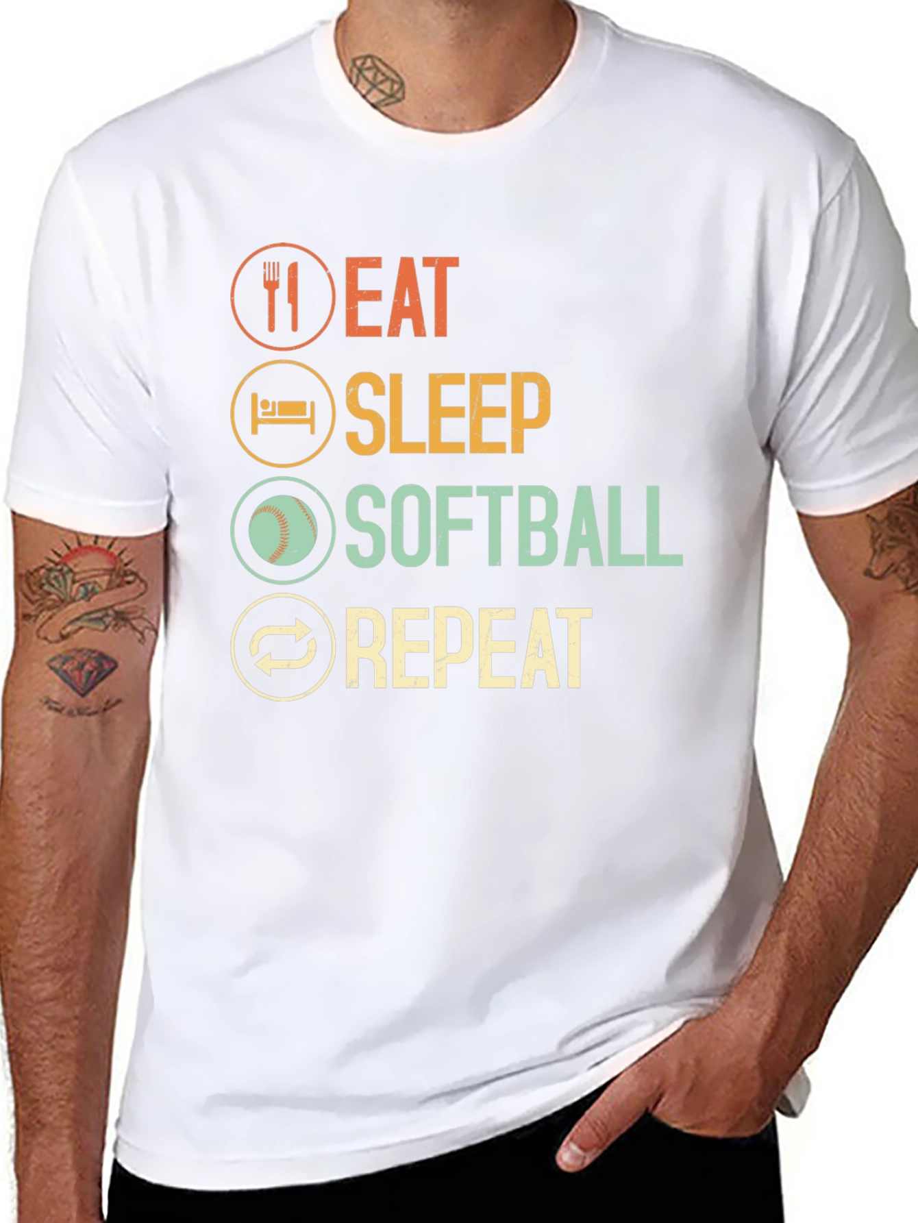 Eat Sleep Softball Repeat Graphic Tee