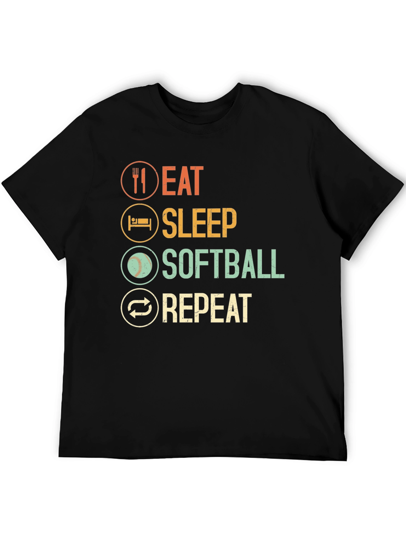 Eat Sleep Softball Repeat Graphic Tee