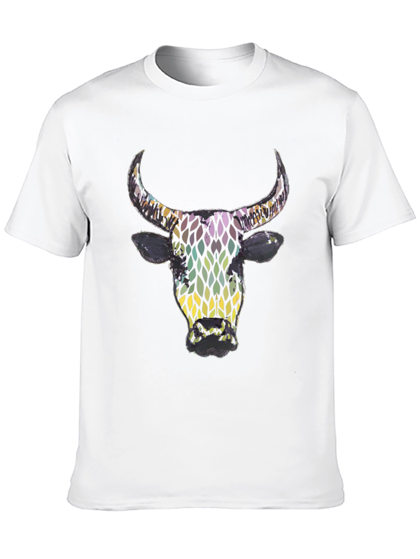 Abstract Bull Graphic Mens Black T-Shirt