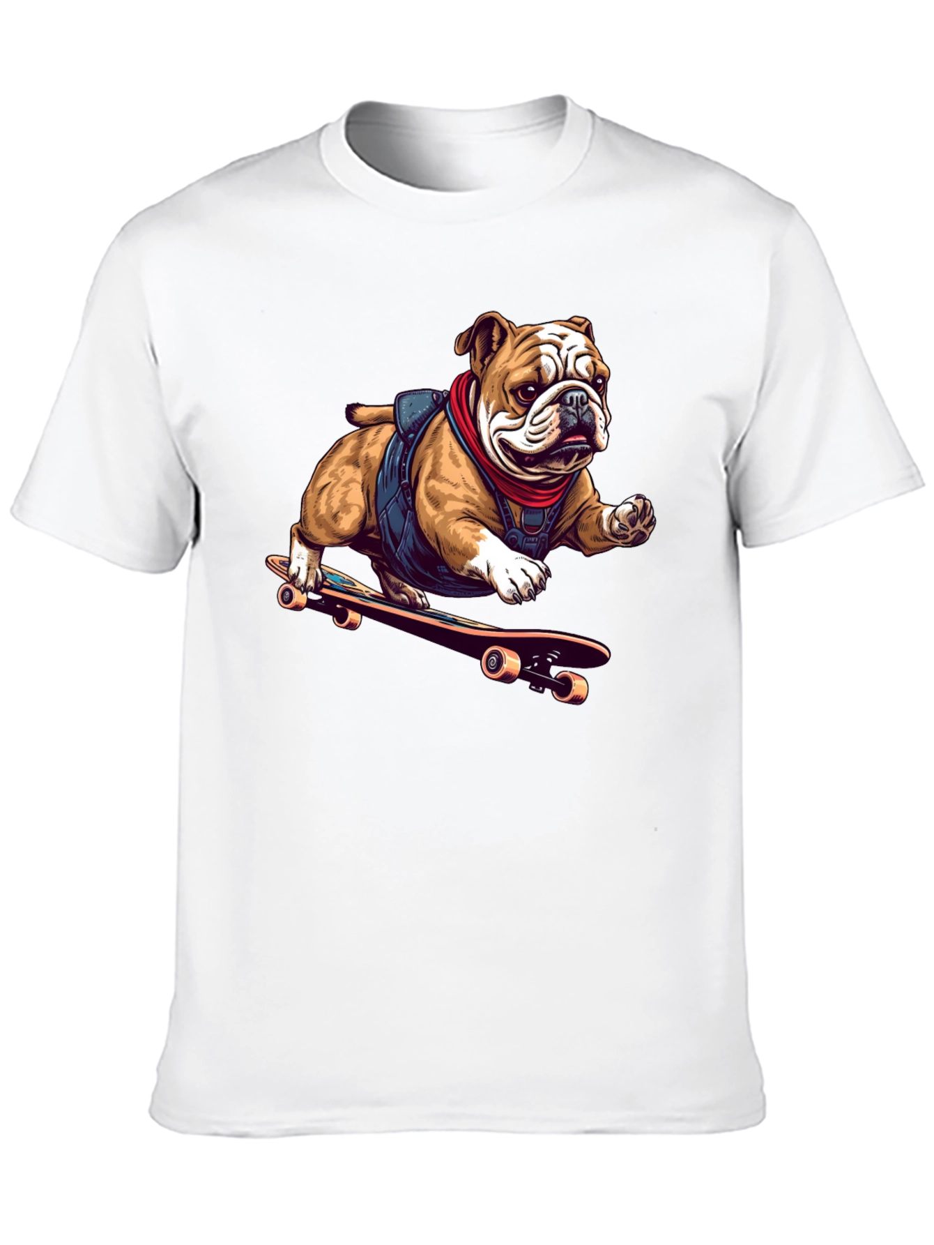 Bulldog Skateboarder Graphic Tee - Cool Black T-Shirt
