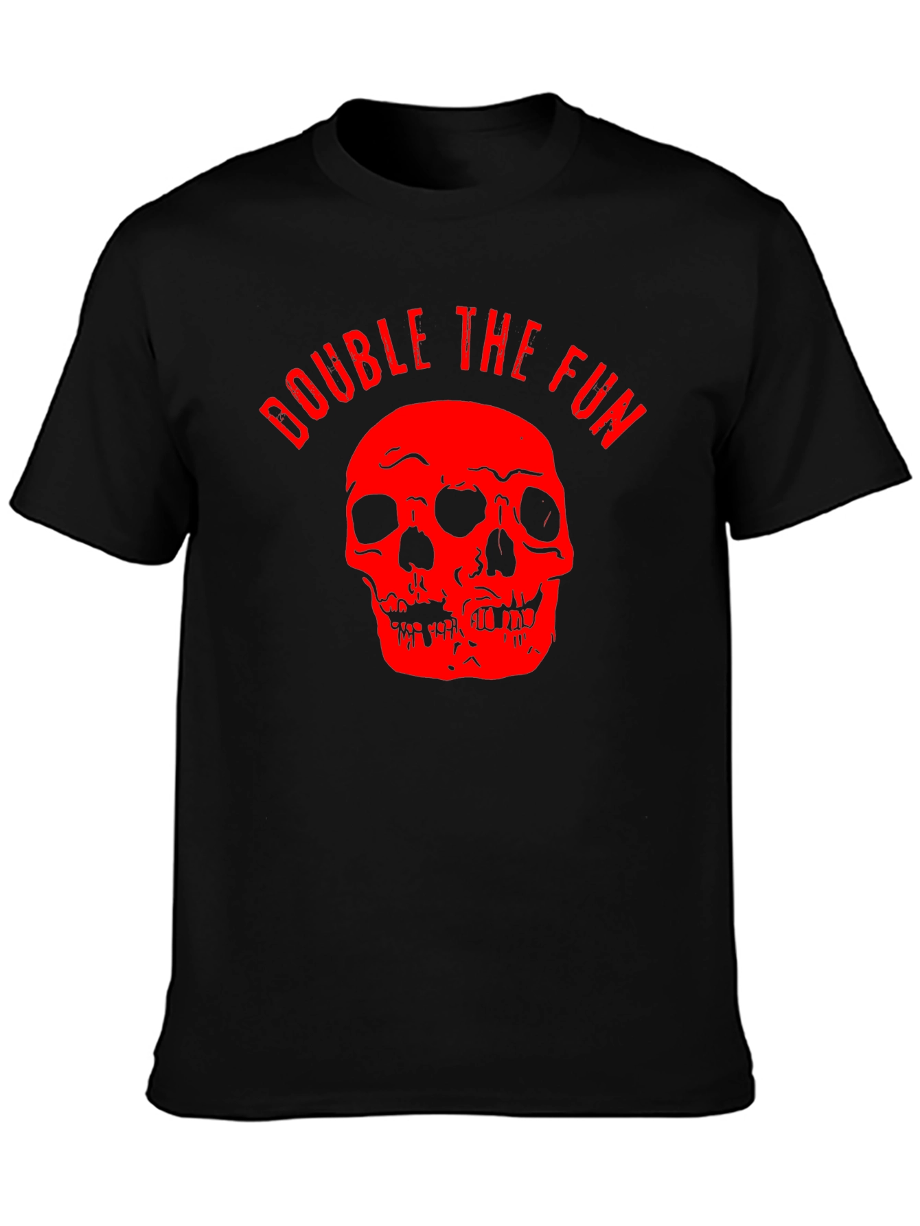 Double the Fun Skull Graphic Tee - Black