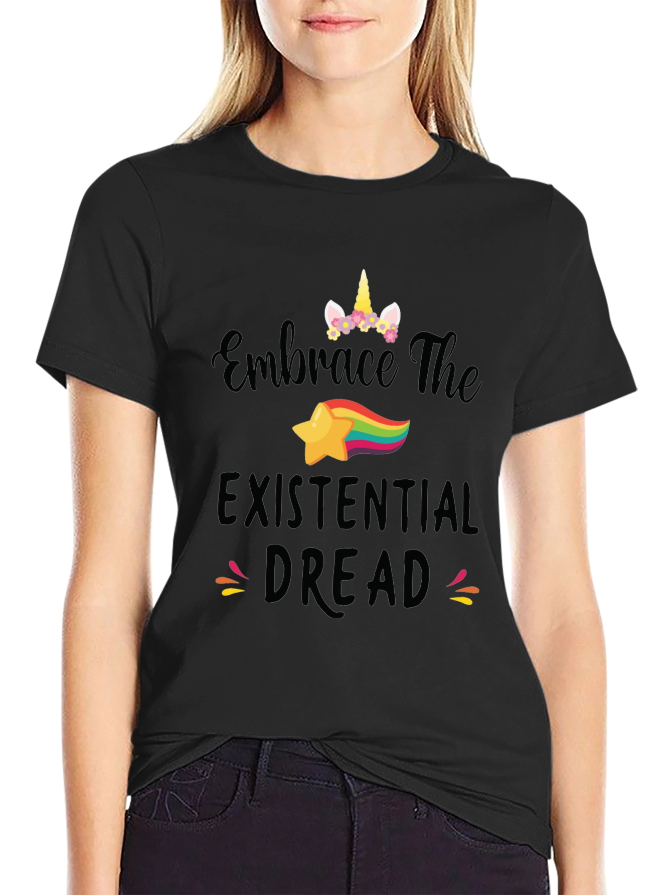Embrace Existential Dread Unicorn Graphic Tee