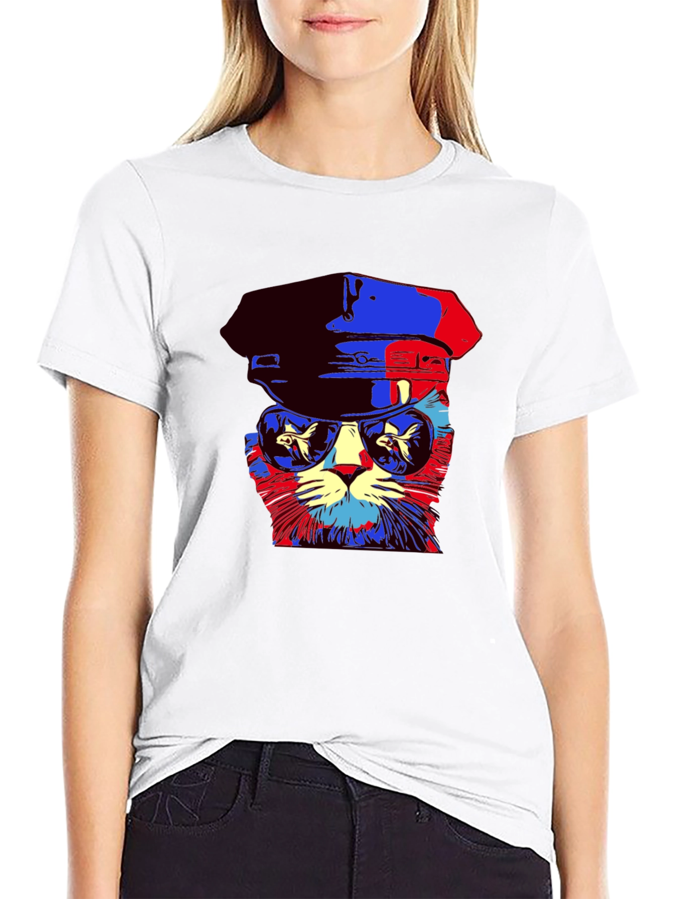 Cool Cat Tee: Pop Art Kitty in Shades