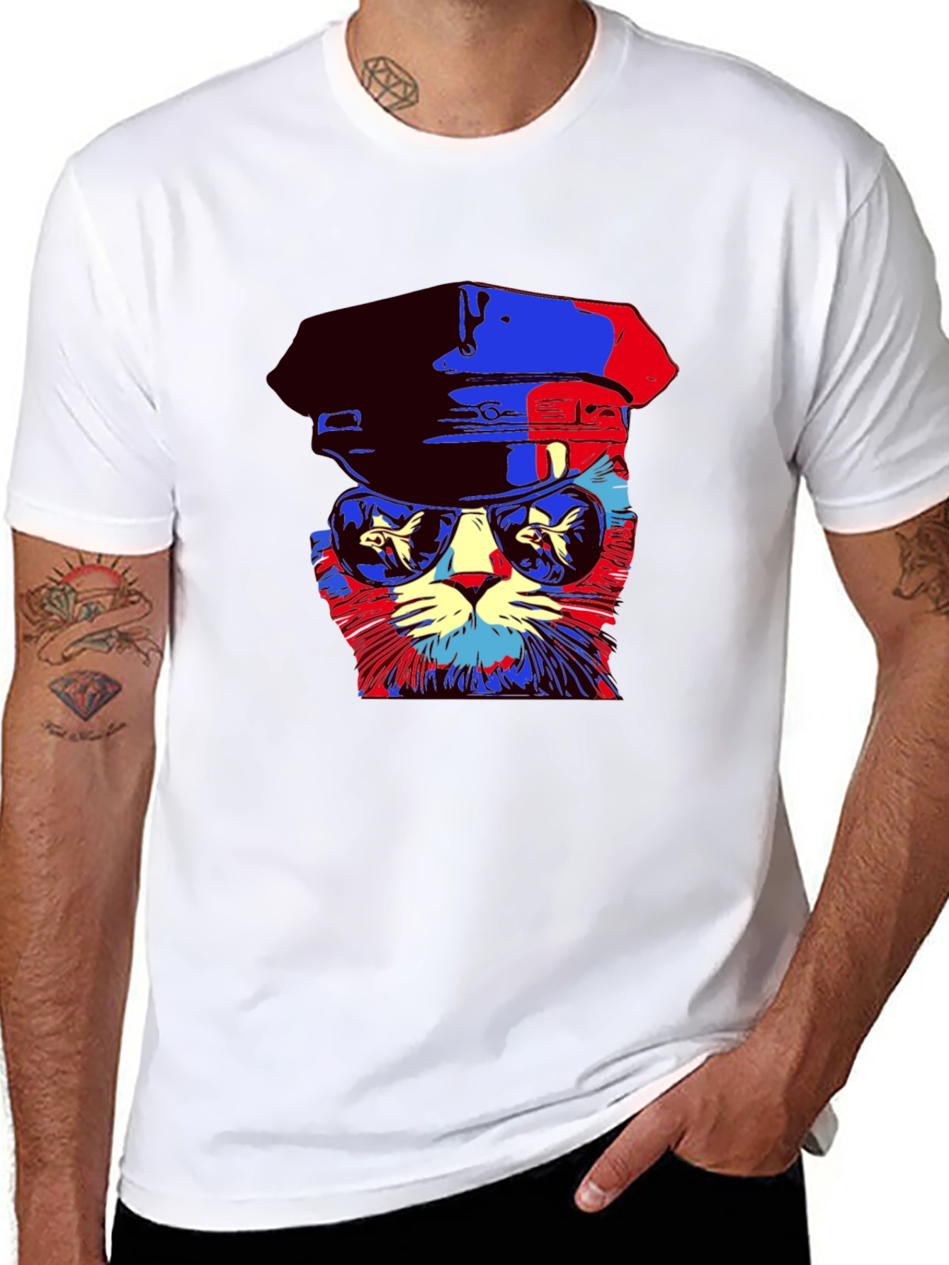 Cool Cat Tee: Pop Art Kitty in Shades