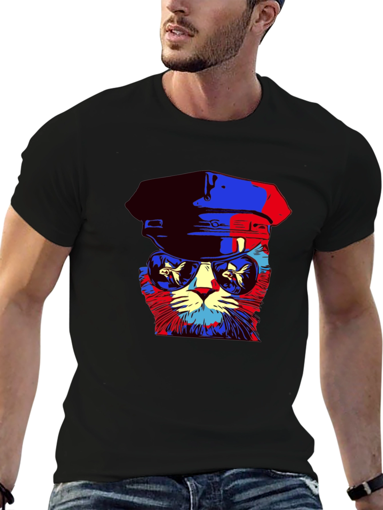 Cool Cat Tee: Pop Art Kitty in Shades