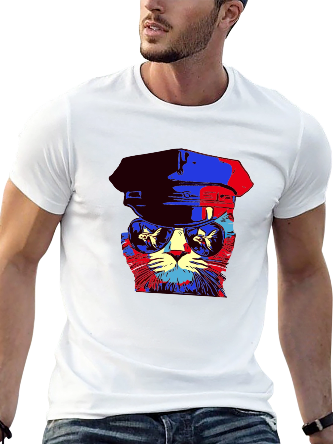Cool Cat Tee: Pop Art Kitty in Shades