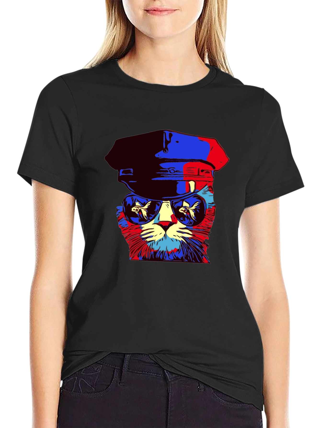 Cool Cat Tee: Pop Art Kitty in Shades