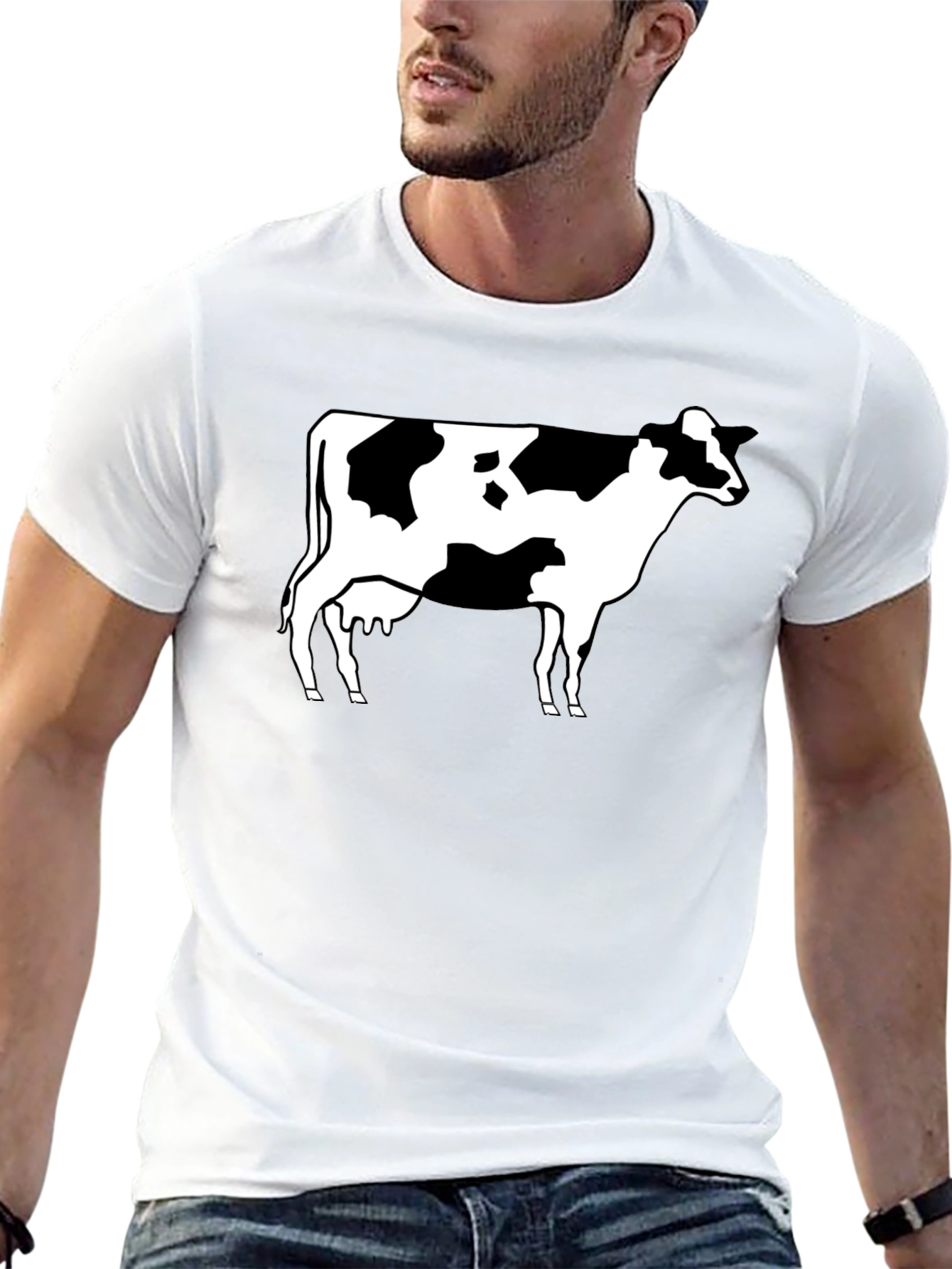Cow Print Black T-Shirt - Classic Animal Graphic Tee