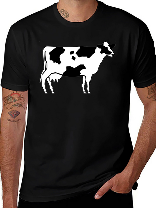 Cow Print Black T-Shirt - Classic Animal Graphic Tee