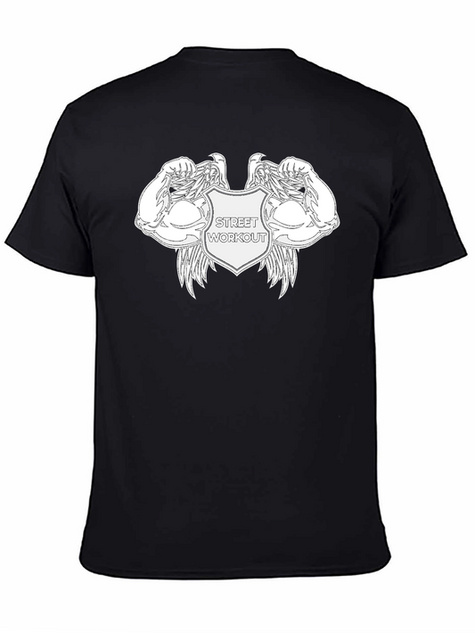Street Workout Graphic Tee - Black Cotton Blend