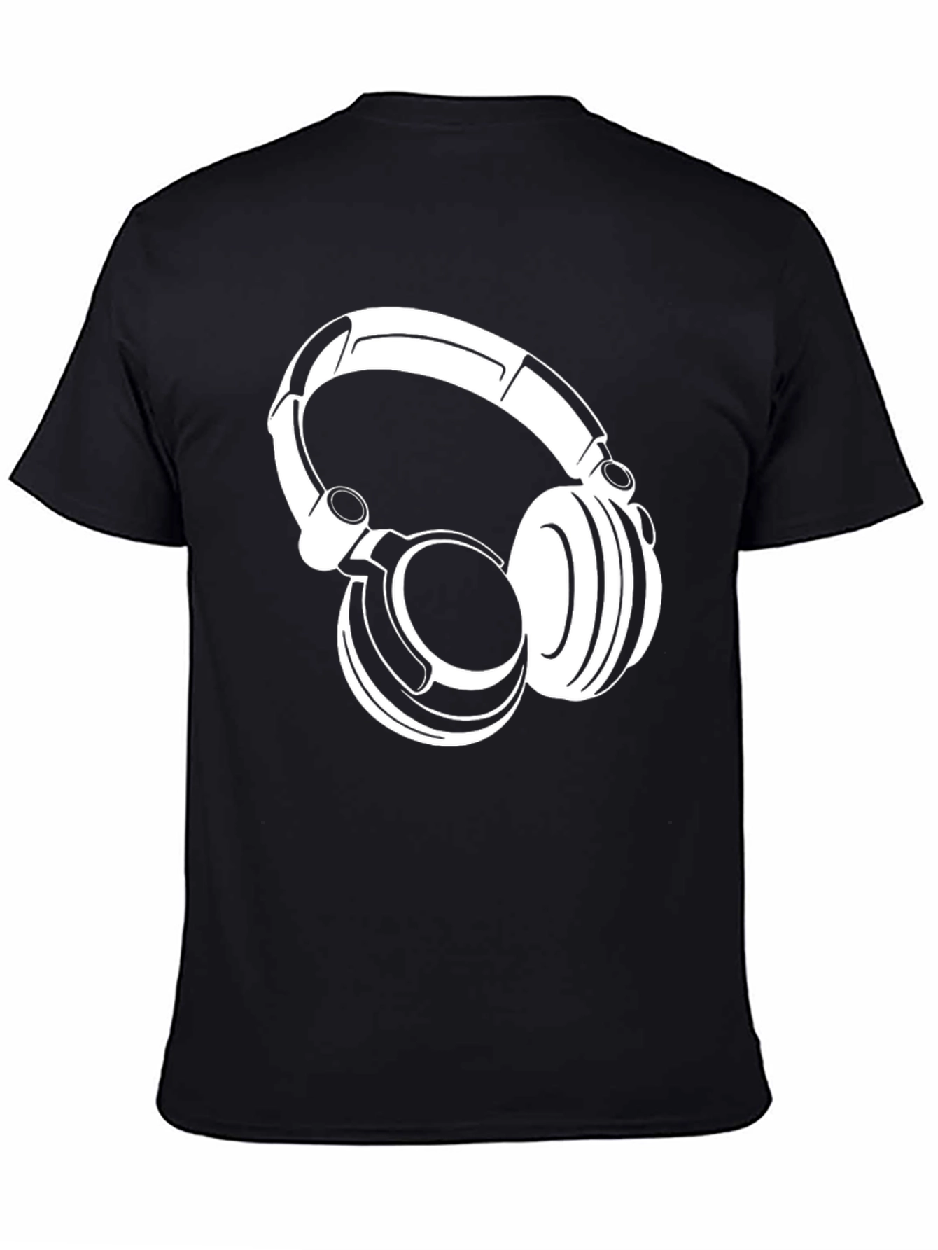 Cool Headphones Graphic Tee - Black Cotton T-Shirt