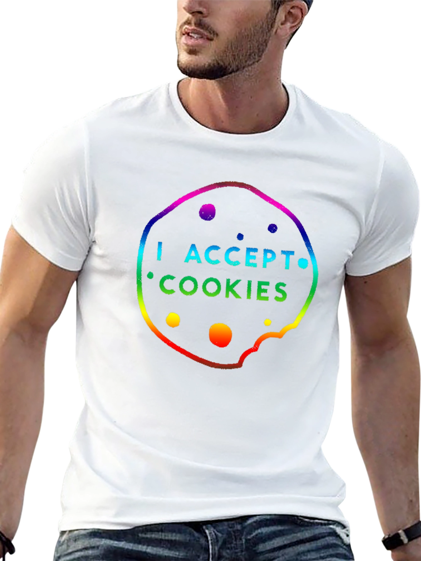 I Accept Cookies Rainbow T-Shirt Novelty Tech Geek Shirt
