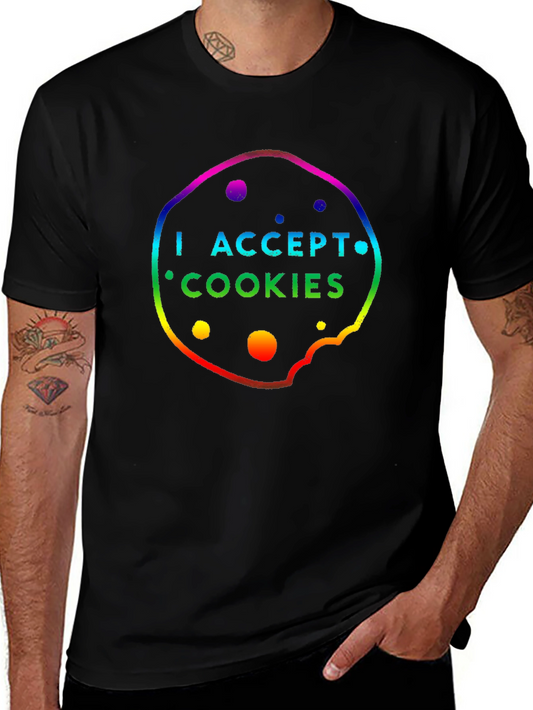 I Accept Cookies Rainbow T-Shirt Novelty Tech Geek Shirt