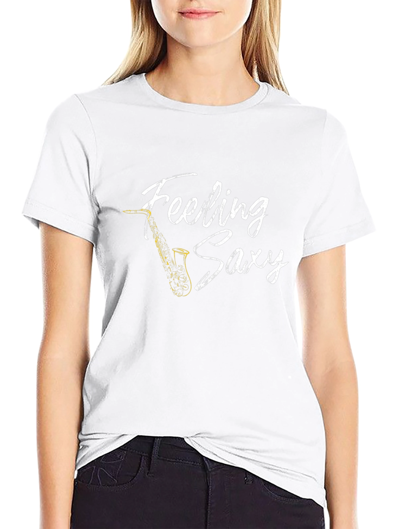 Feeling Saxy T-Shirt - Mens Black Cotton Tee