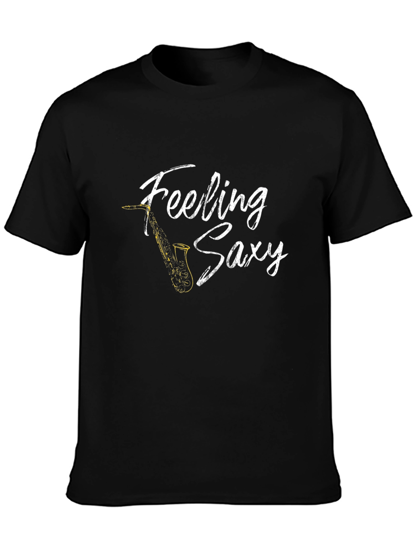 Feeling Saxy T-Shirt - Mens Black Cotton Tee