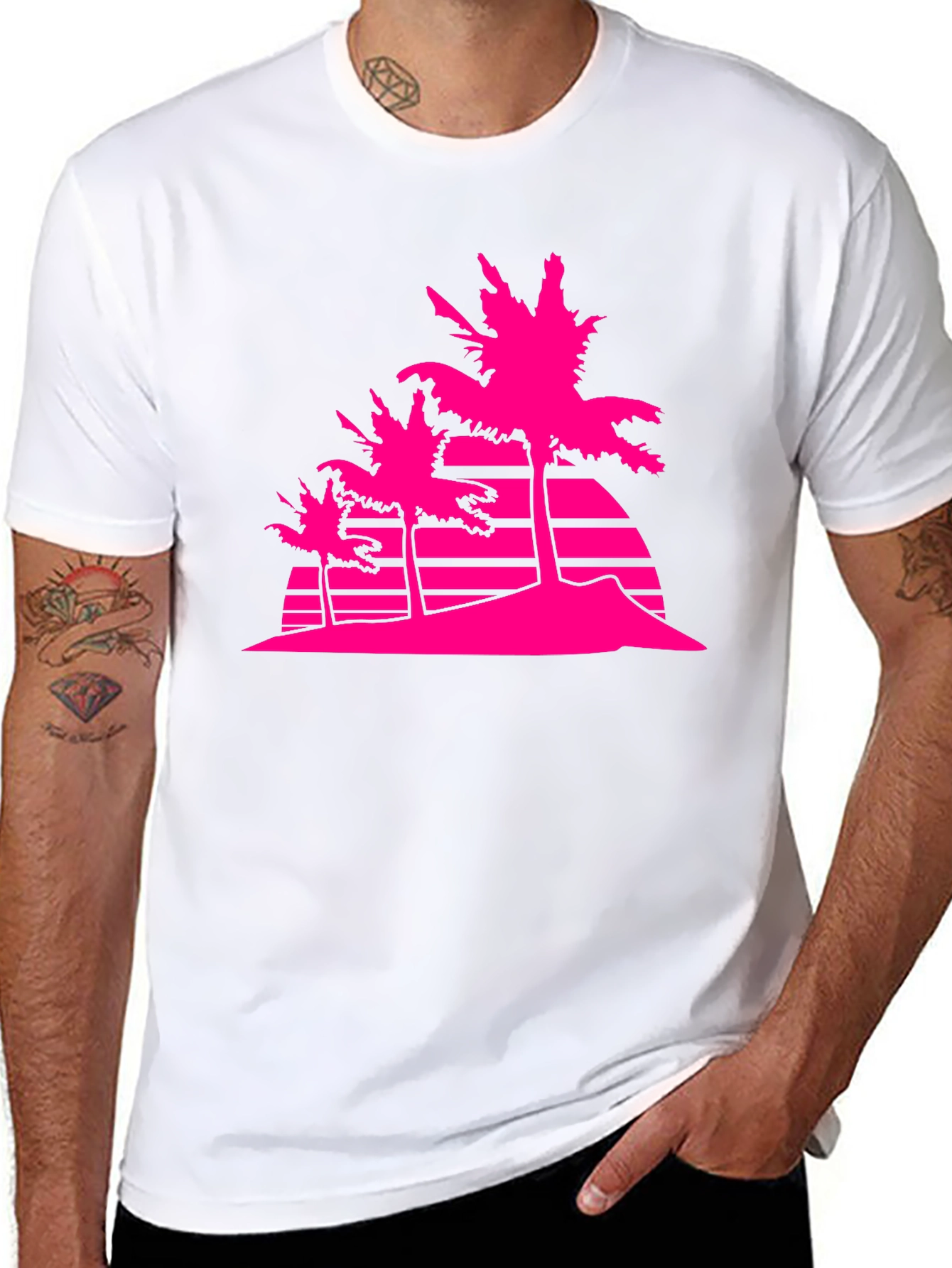 Retro Palm Tree Graphic T-Shirt - Black
