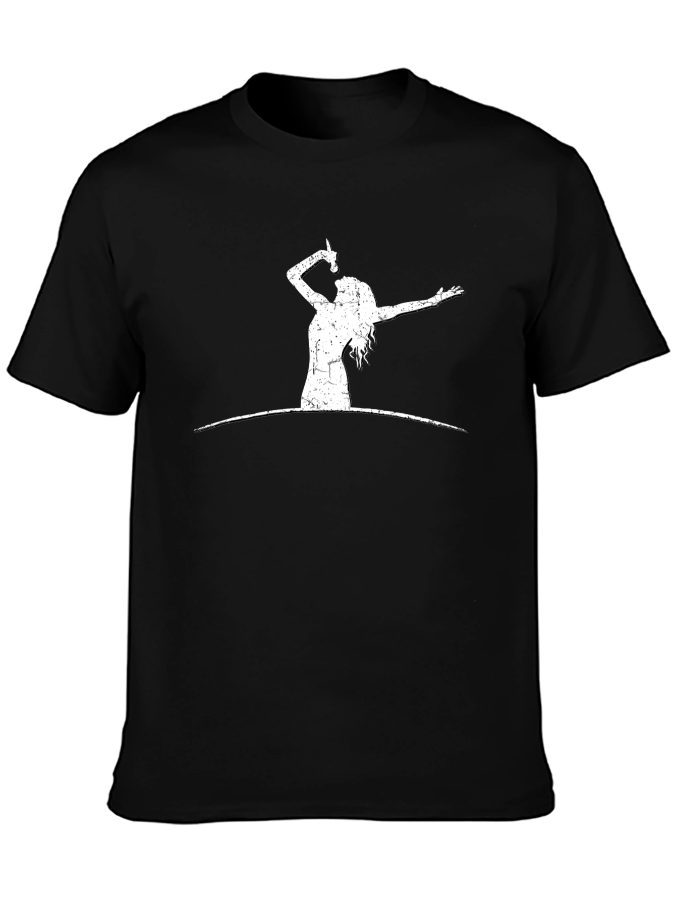 Retro Rocker Graphic Tee - Black Cotton Casual T-Shirt