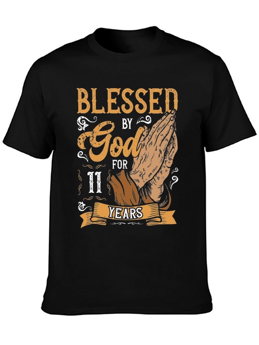 Blessed By God For 11 Years Black Graphic T-Shirt