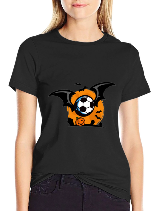Halloween Soccer Pumpkin Bat T-Shirt
