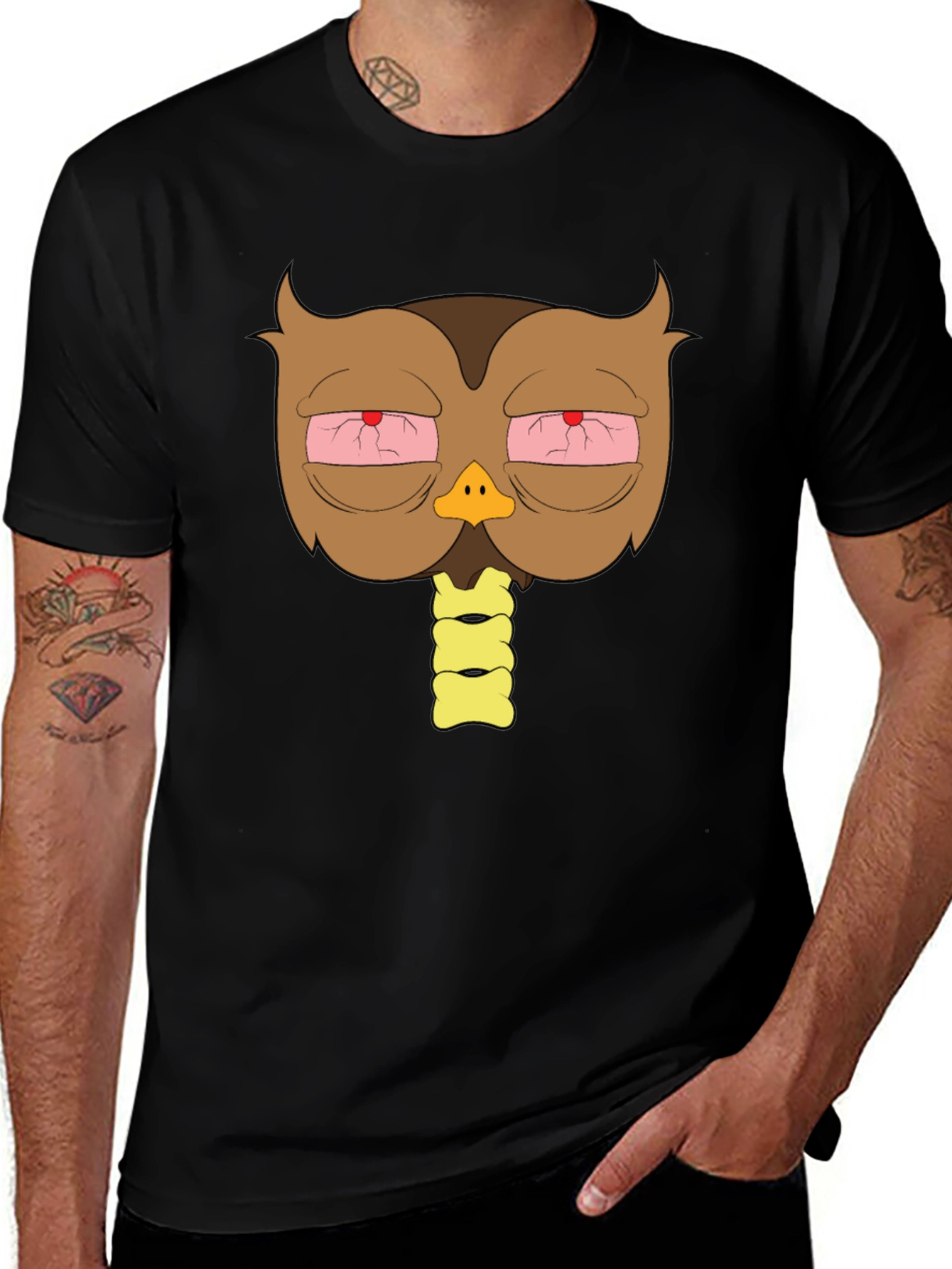 Stoned Owl Graphic T-Shirt - Casual Black Tee