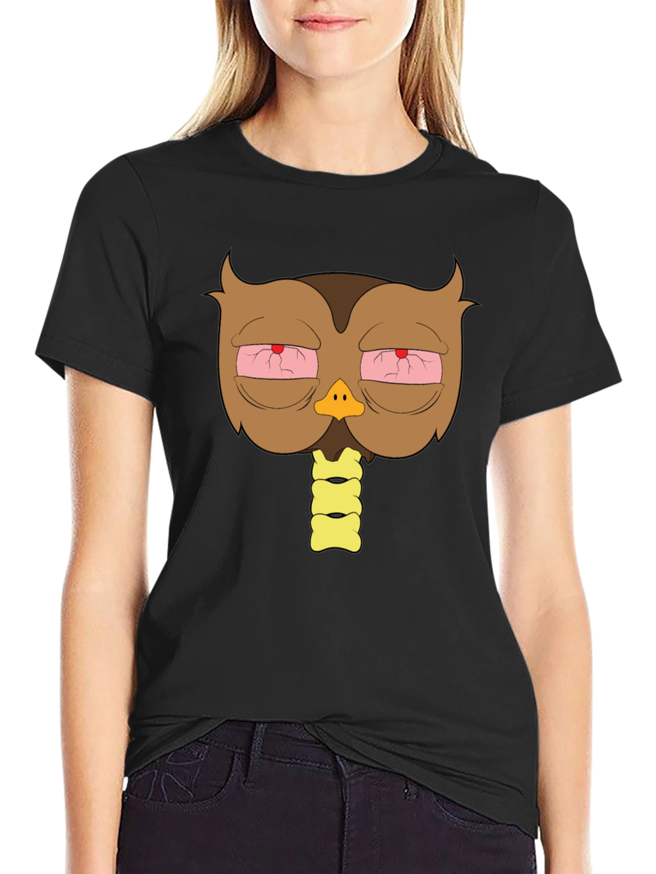 Stoned Owl Graphic T-Shirt - Casual Black Tee