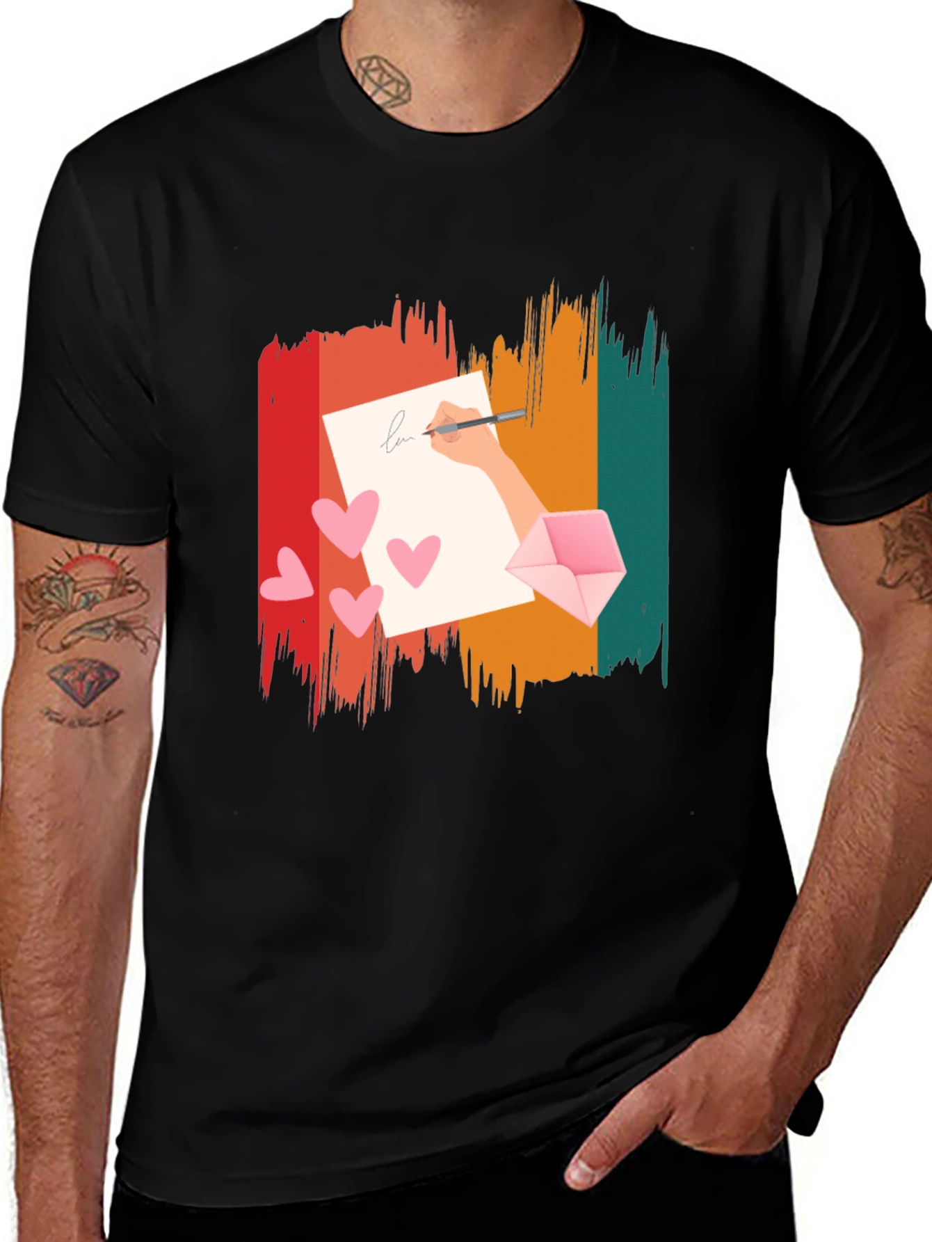 Retro Love Letter Graphic Tee - Black